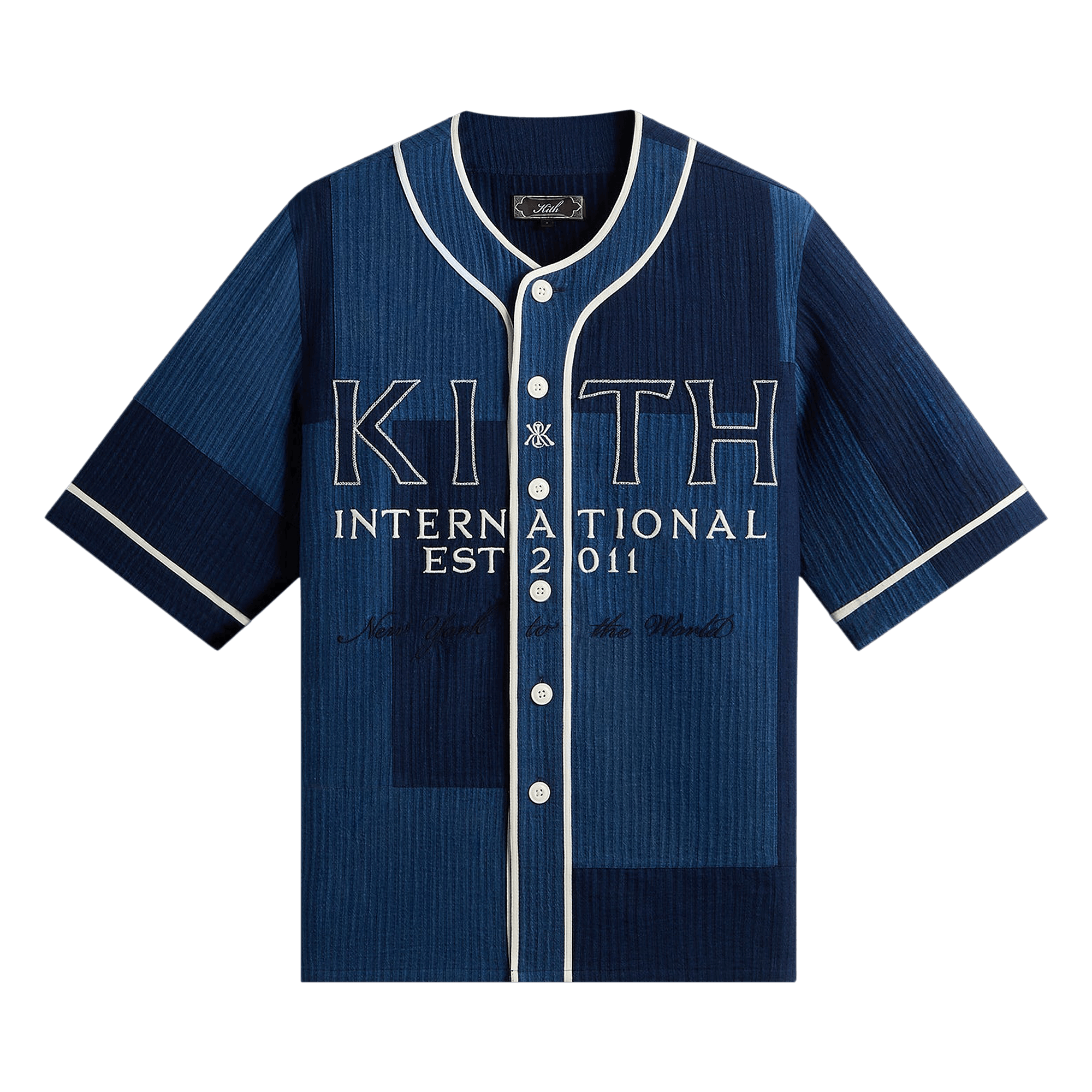 Kith Patchwork Seersucker Short Sleeve Daley Shirt 'Indigo'