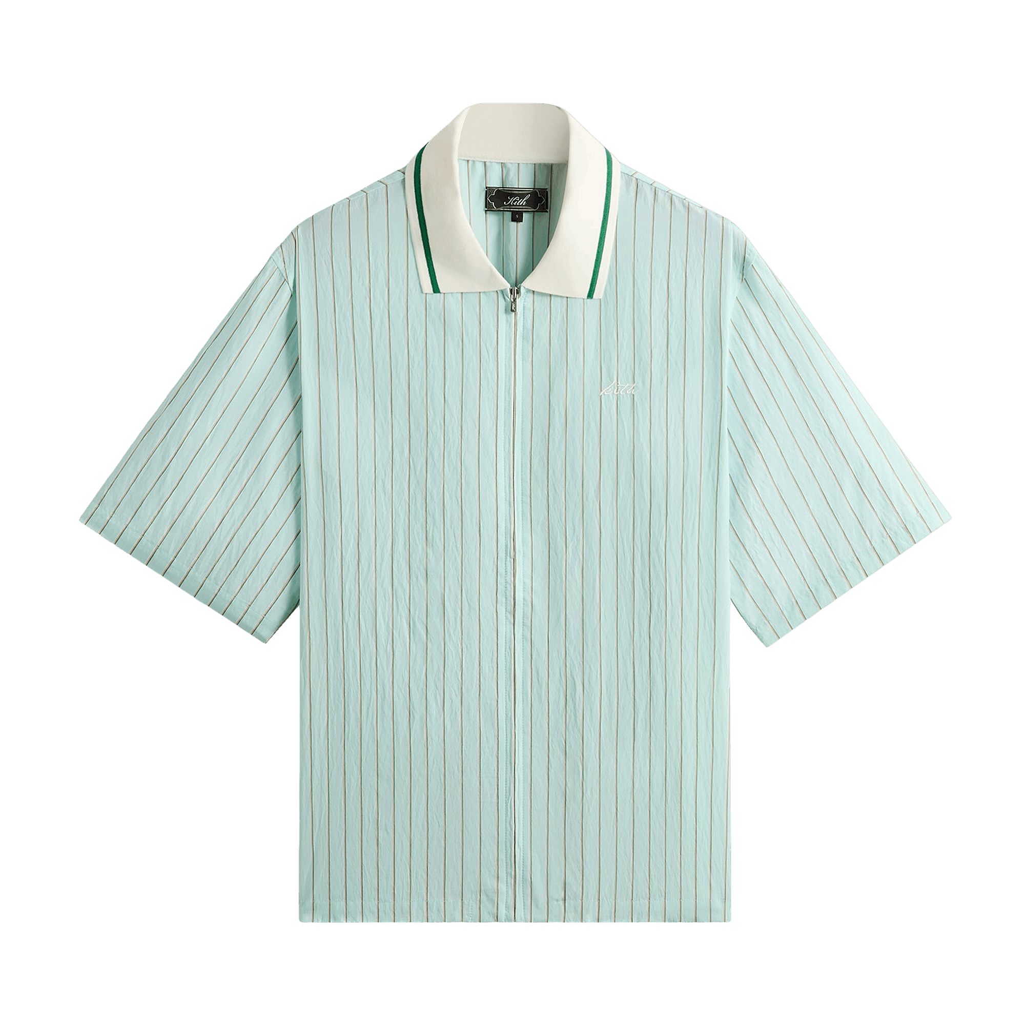 Kith Striped Poplin Thompson Zip Front Shirt 'Breezeway'