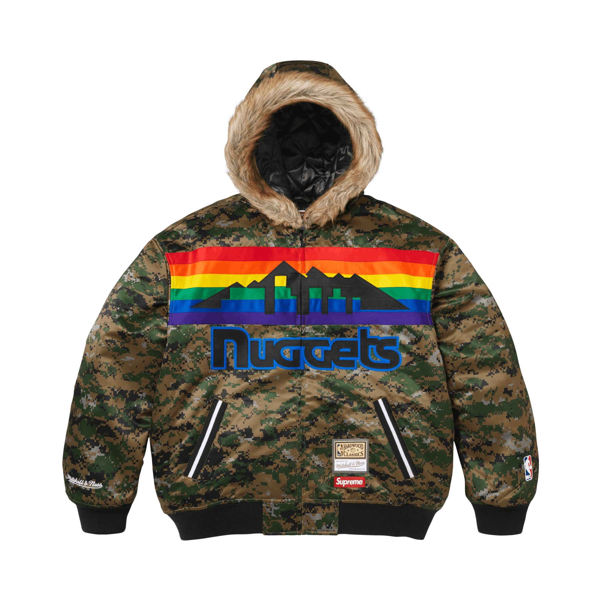 Supreme x Mitchell & Ness Teams Hooded Satin Varsity Jacket 'Digi Camo'