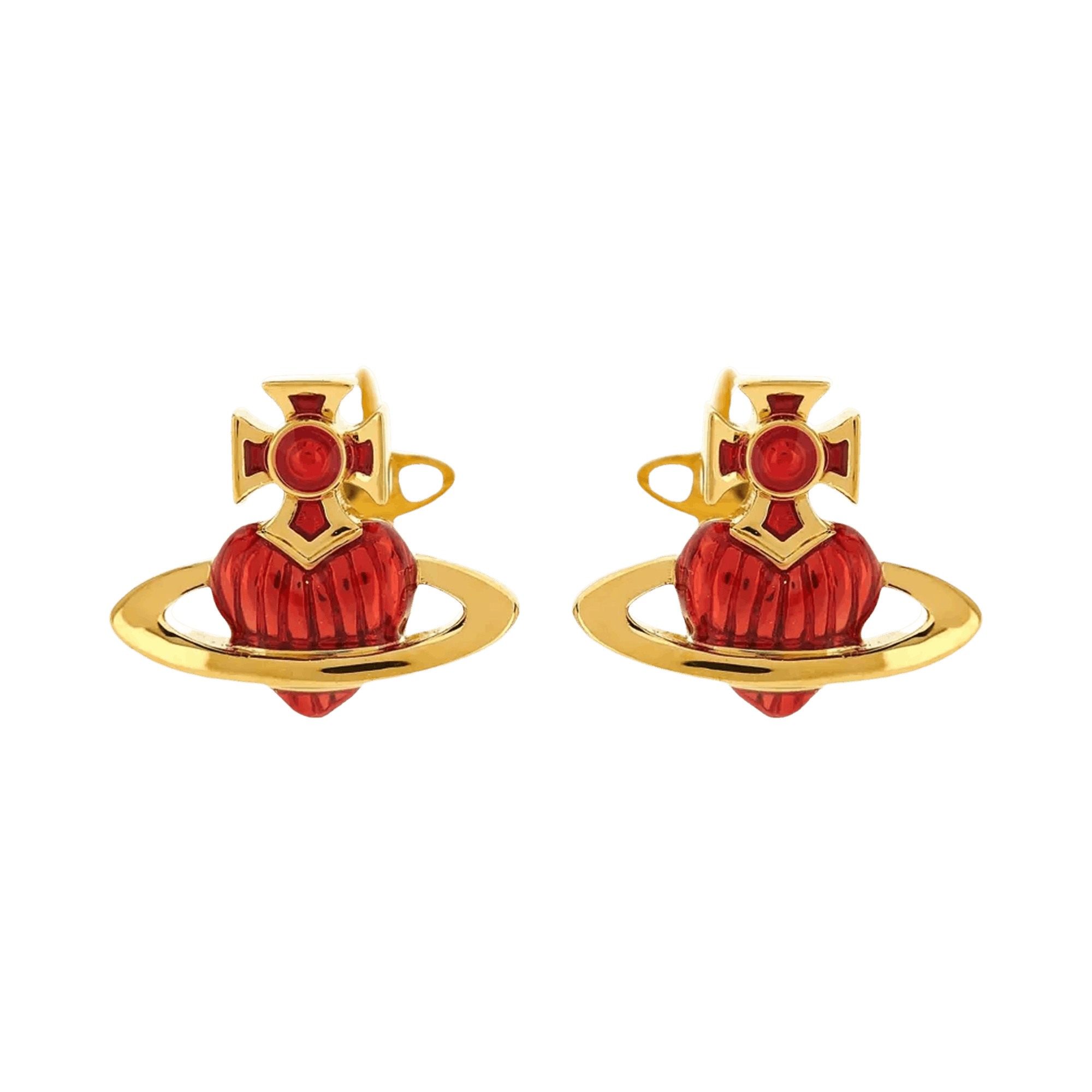 Vivienne Westwood Fabianna Relief Earrings 'Gold/Red Enamel'