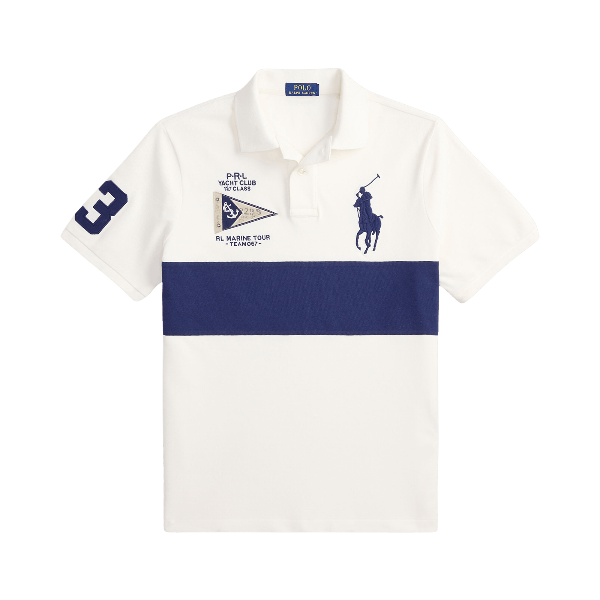 Polo Ralph Lauren Short-Sleeve Basic Mesh Prl Yacht Club Patch Chest Stripe Polo 'Nevis/Newport Navy'