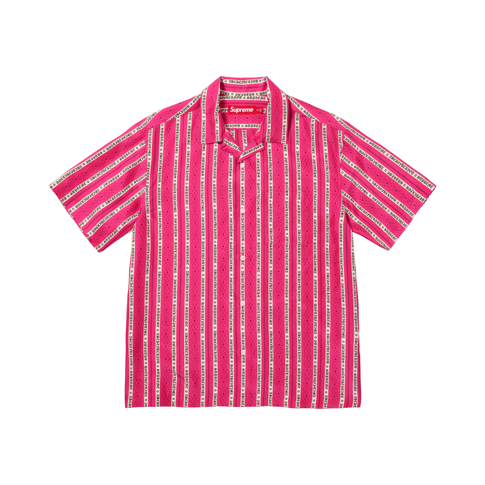 Supreme Old English Stripe Silk Short-Sleeve Shirt 'Magenta'