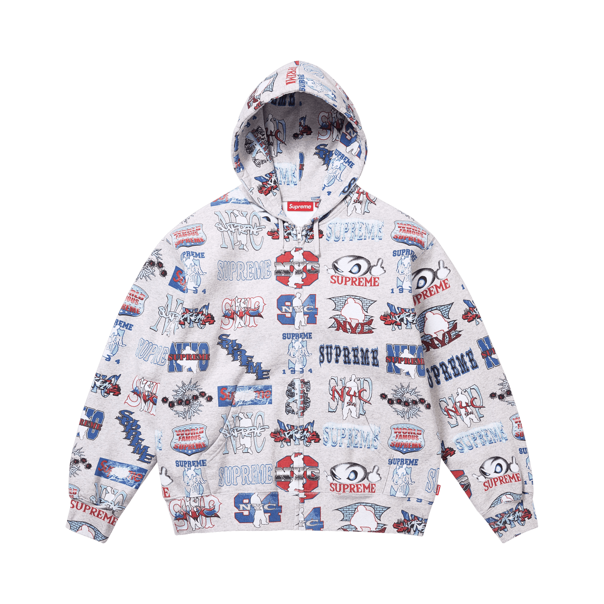 Supreme Flash Zip Up Hooded Sweatshirt 'Ash Grey'