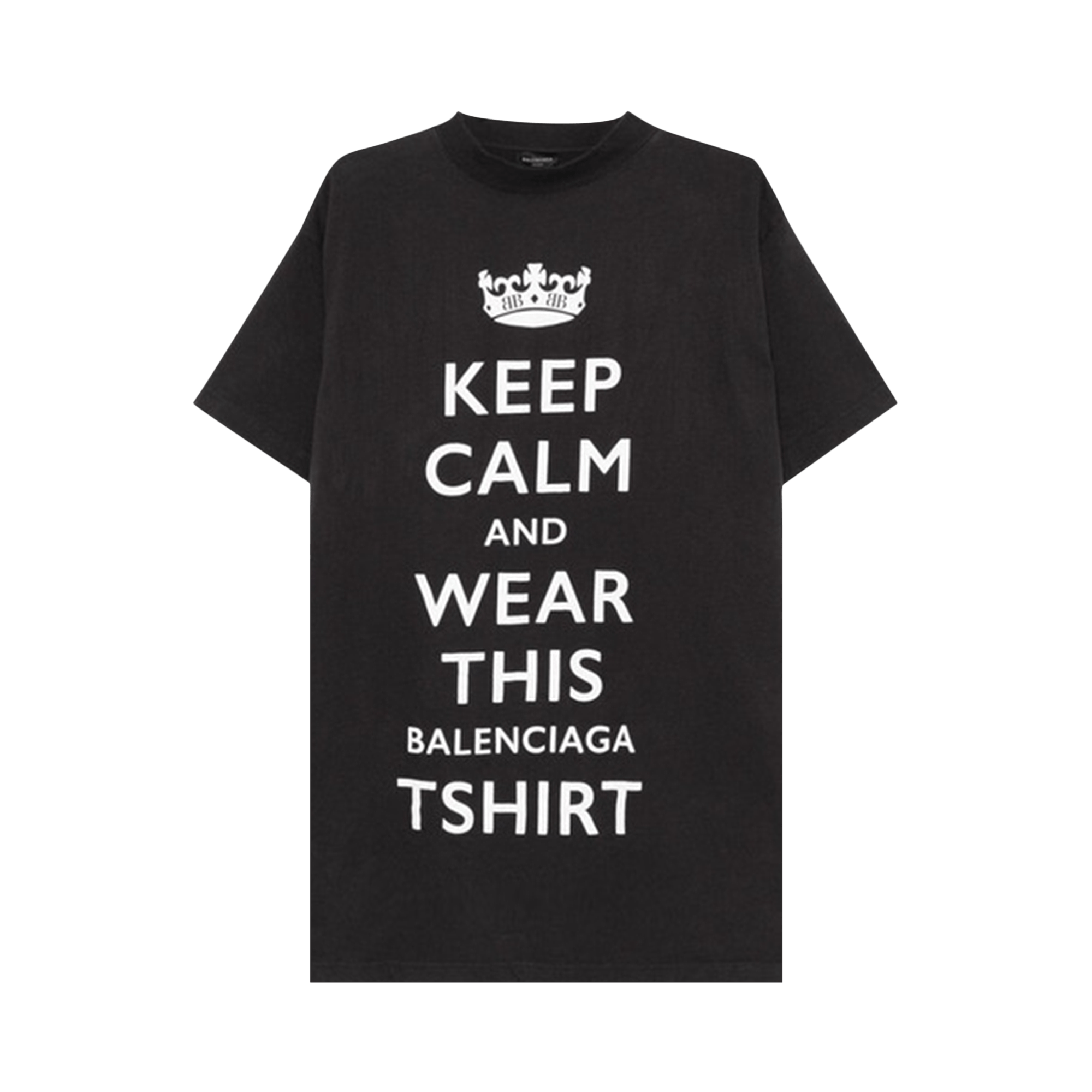 Balenciaga Oversized Keep Calm T-Shirt 'Washed Black/White'