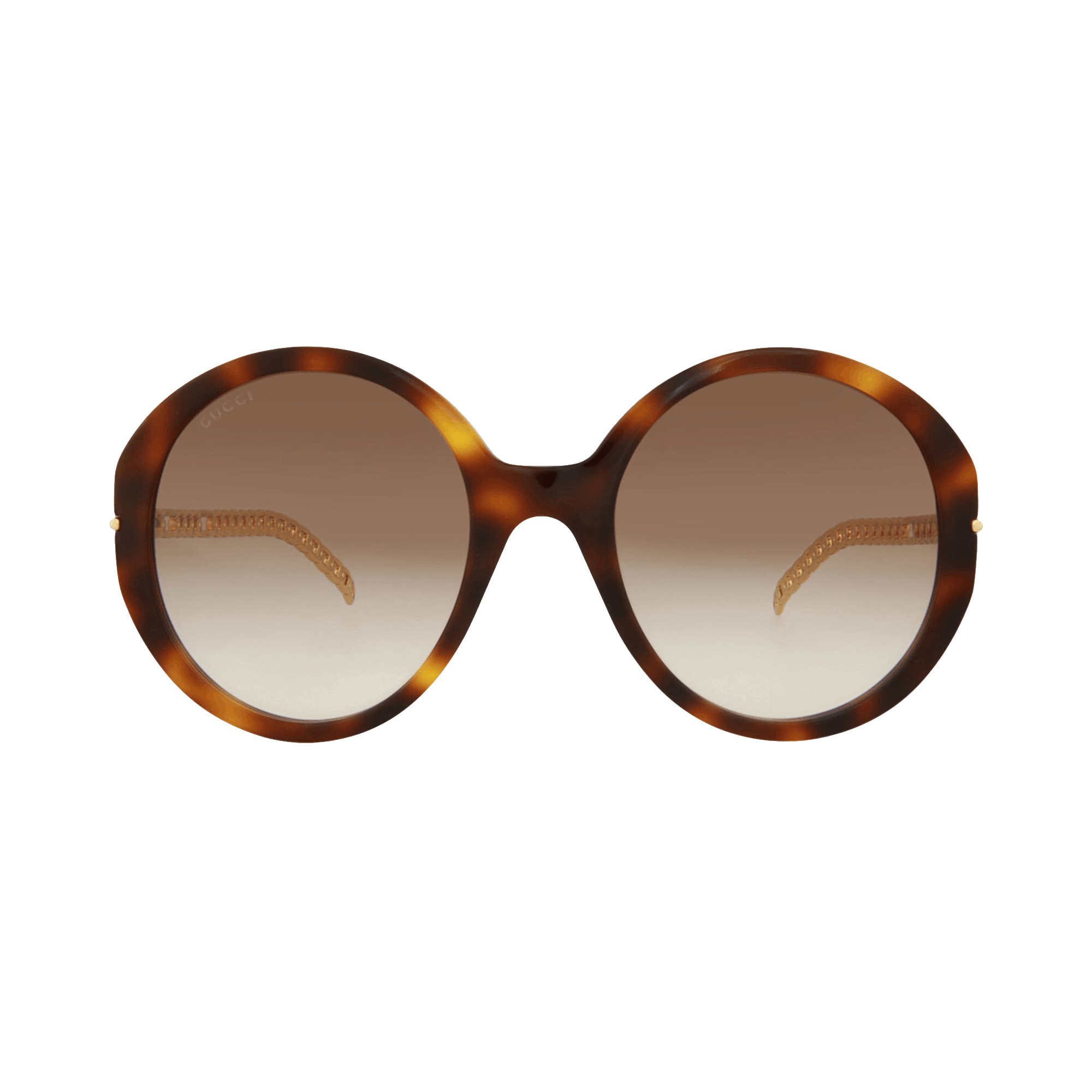 Gucci Round Acetate Frame Sunglasses 'Havana/Gold/Brown'