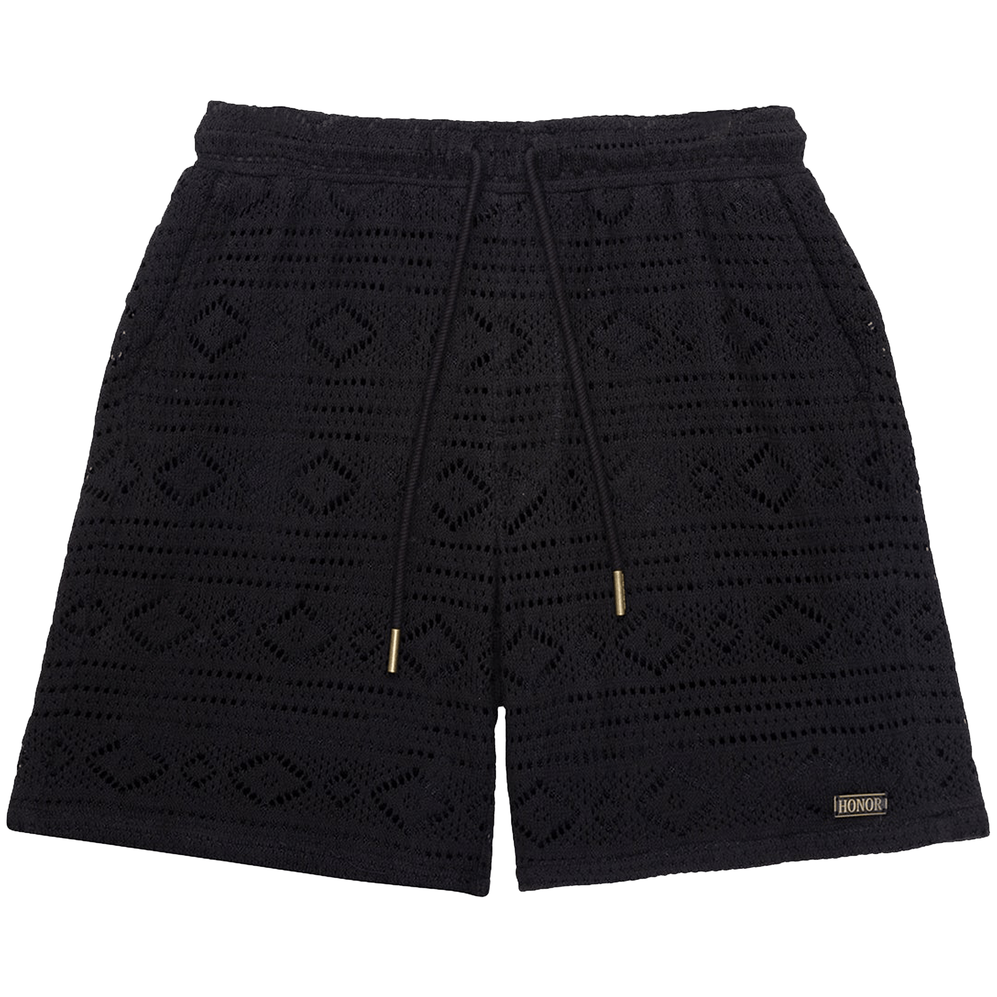 Honor The Gift Pointelle Crochet Drawcord 7" Short 'Black'