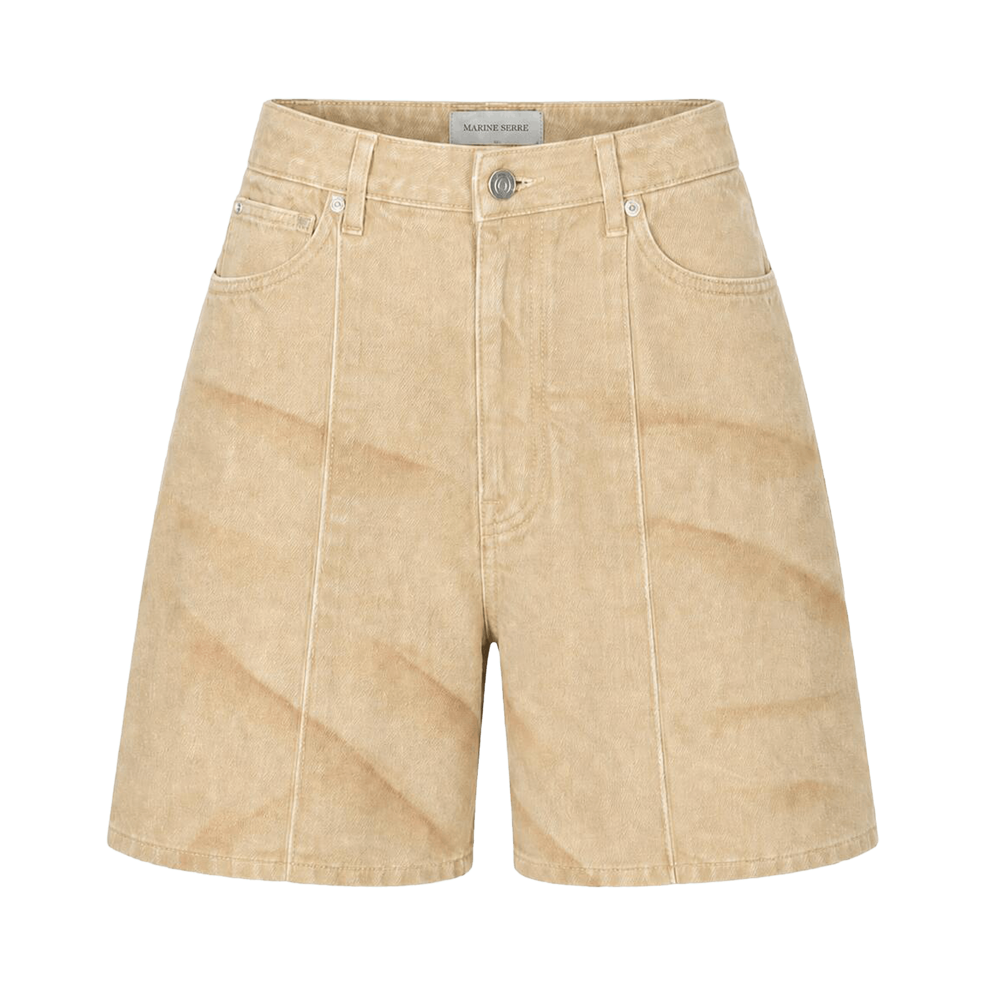Marine Serre Faded Moon Denim Shorts 'Dark Beige'