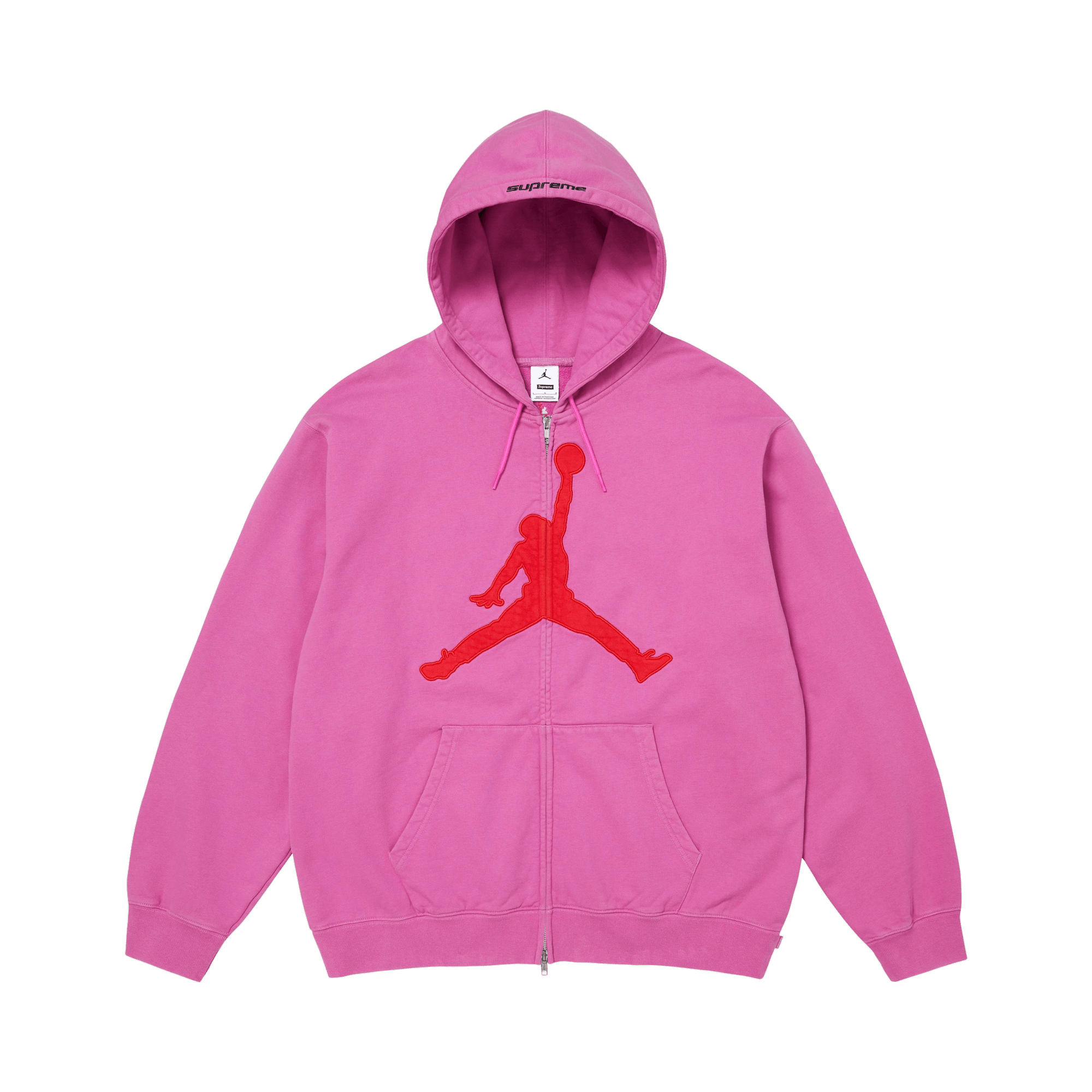 Supreme x Jordan Zip Up Hooded Sweatshirt 'Pink'
