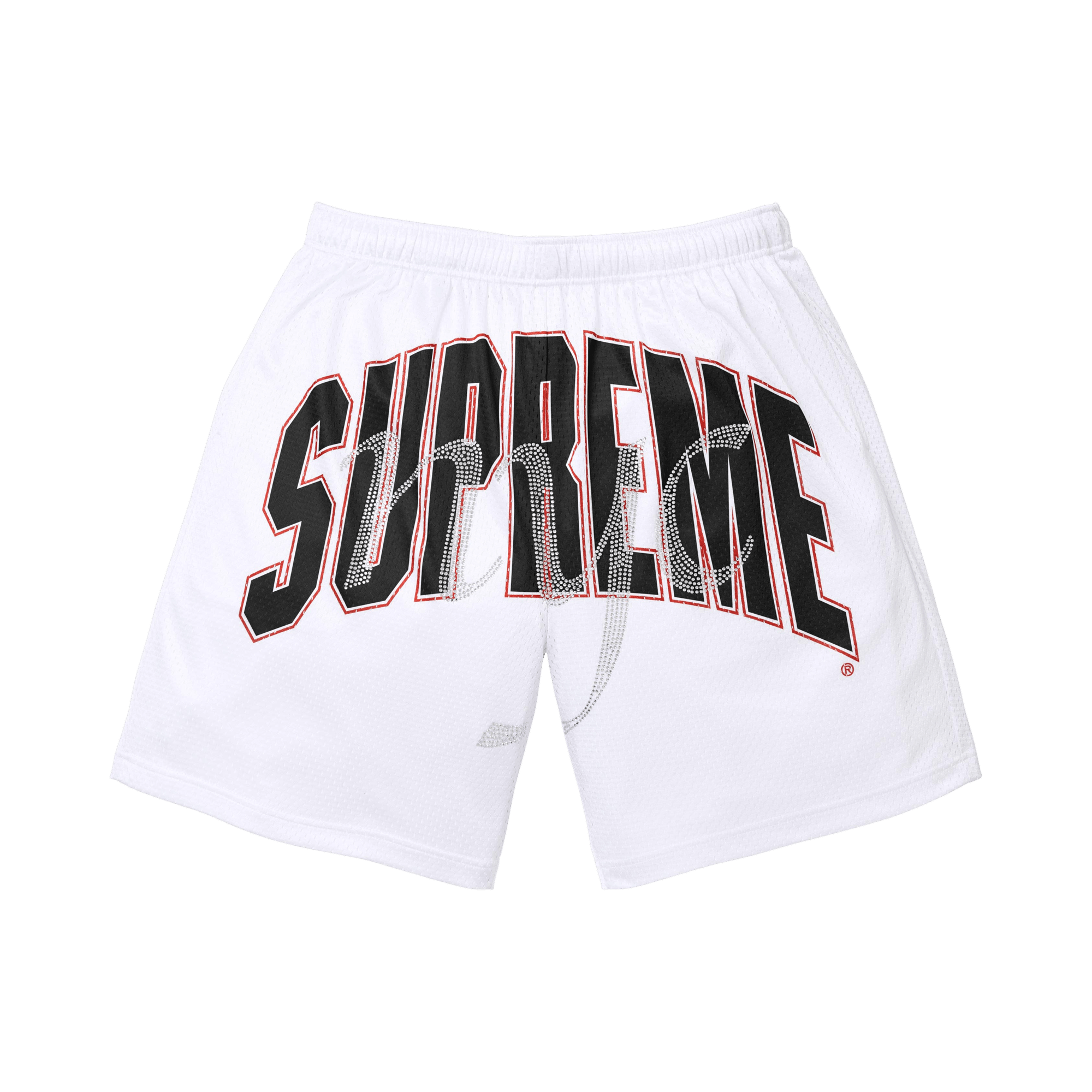 Supreme Rhinestone Mesh Short 'White'