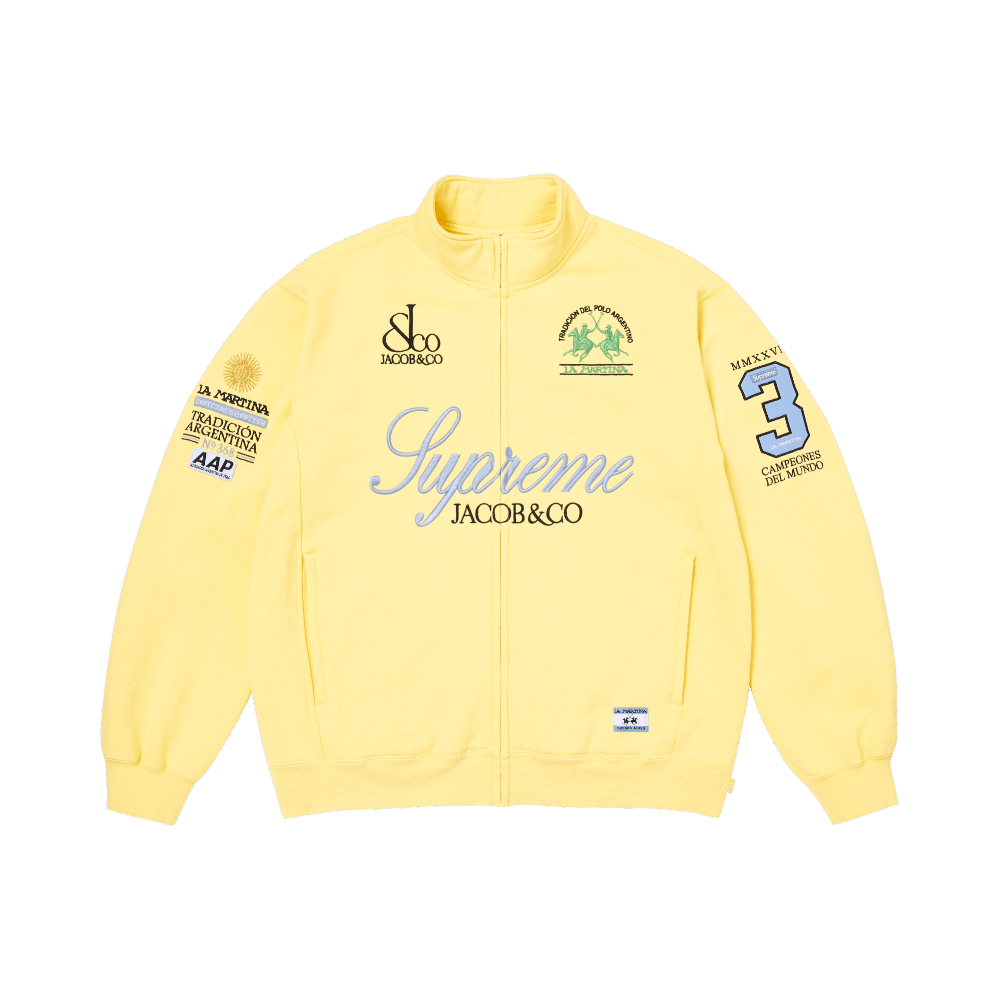 Supreme x La Martina x Jacob & Co Zip Up Sweatshirt 'Light Yellow'