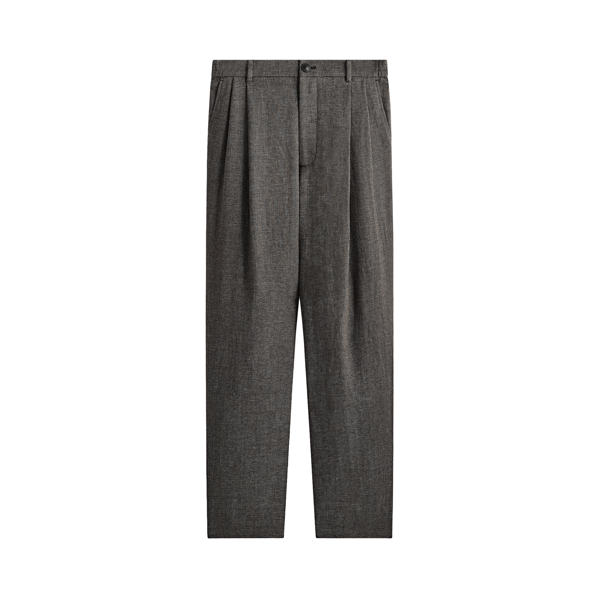 Kith &Kin Textured Linen Flax Brynn Pleated Pant 'Black Melange'