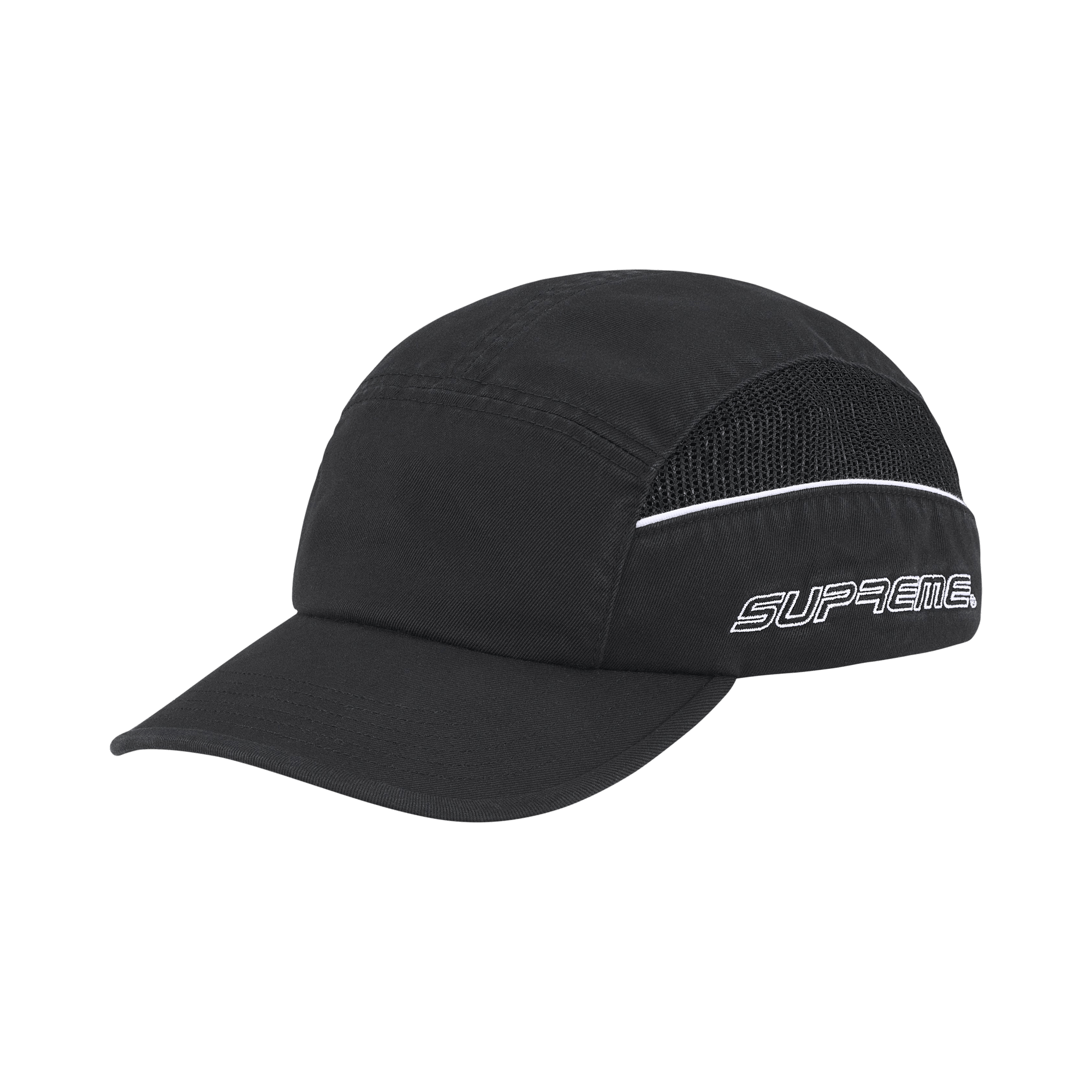 Supreme Side Mesh Piping Camp Cap 'Black'