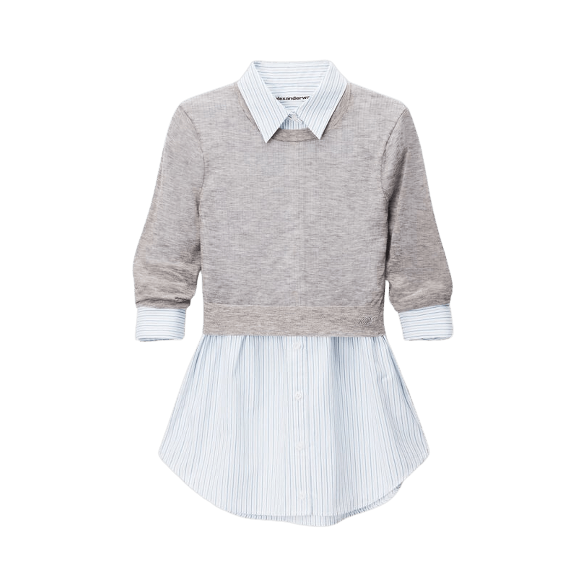 Alexander Wang Sheer Crewneck Button Up 'Heather Grey'