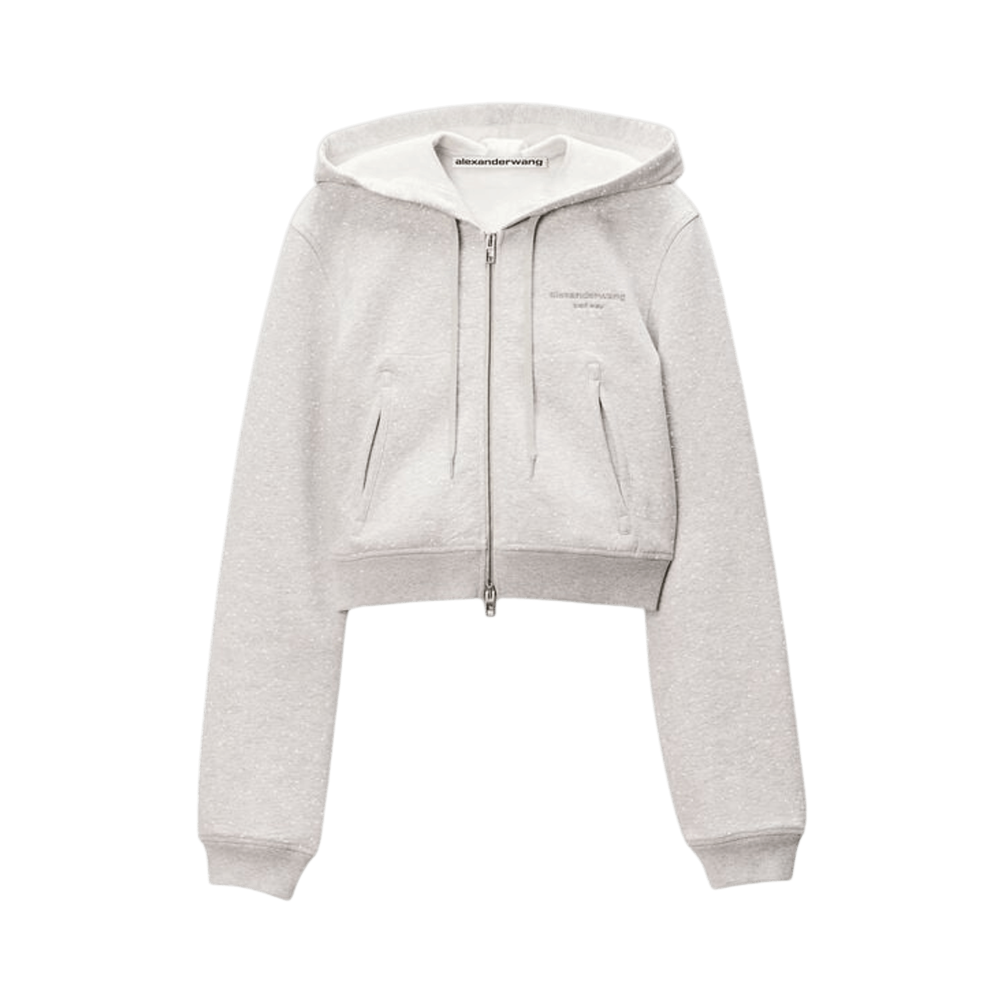Alexander Wang Zip Up Allover Hotfix Fitted Long-Sleeve 'Light Heather Grey'
