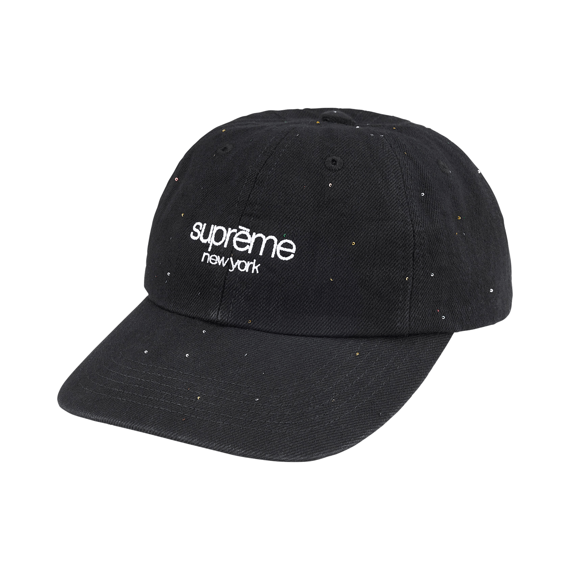 Supreme Sequin Denim Classic Logo 6-Panel 'Black'