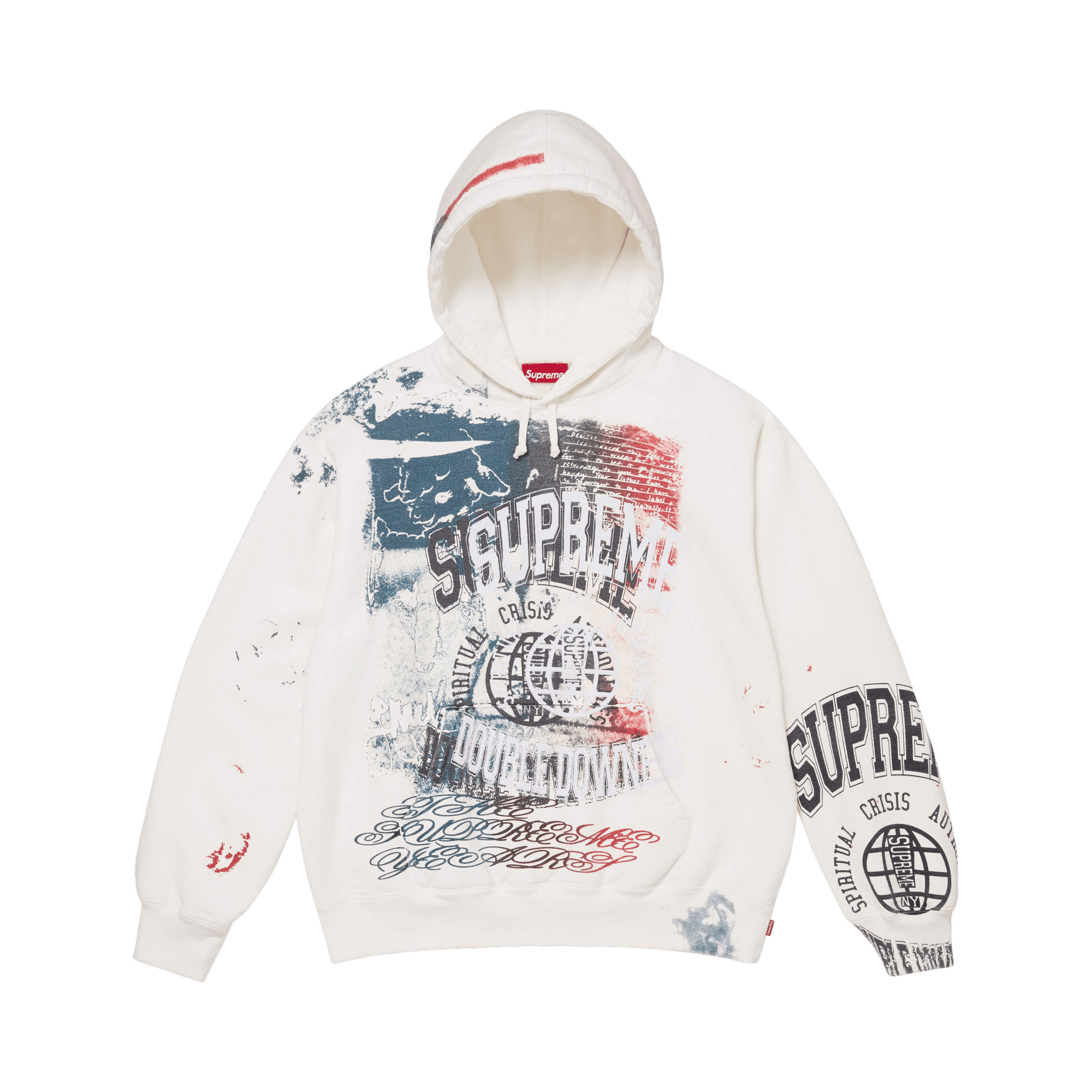 Supreme Overprint Hooded Sweatshirt 'White'
