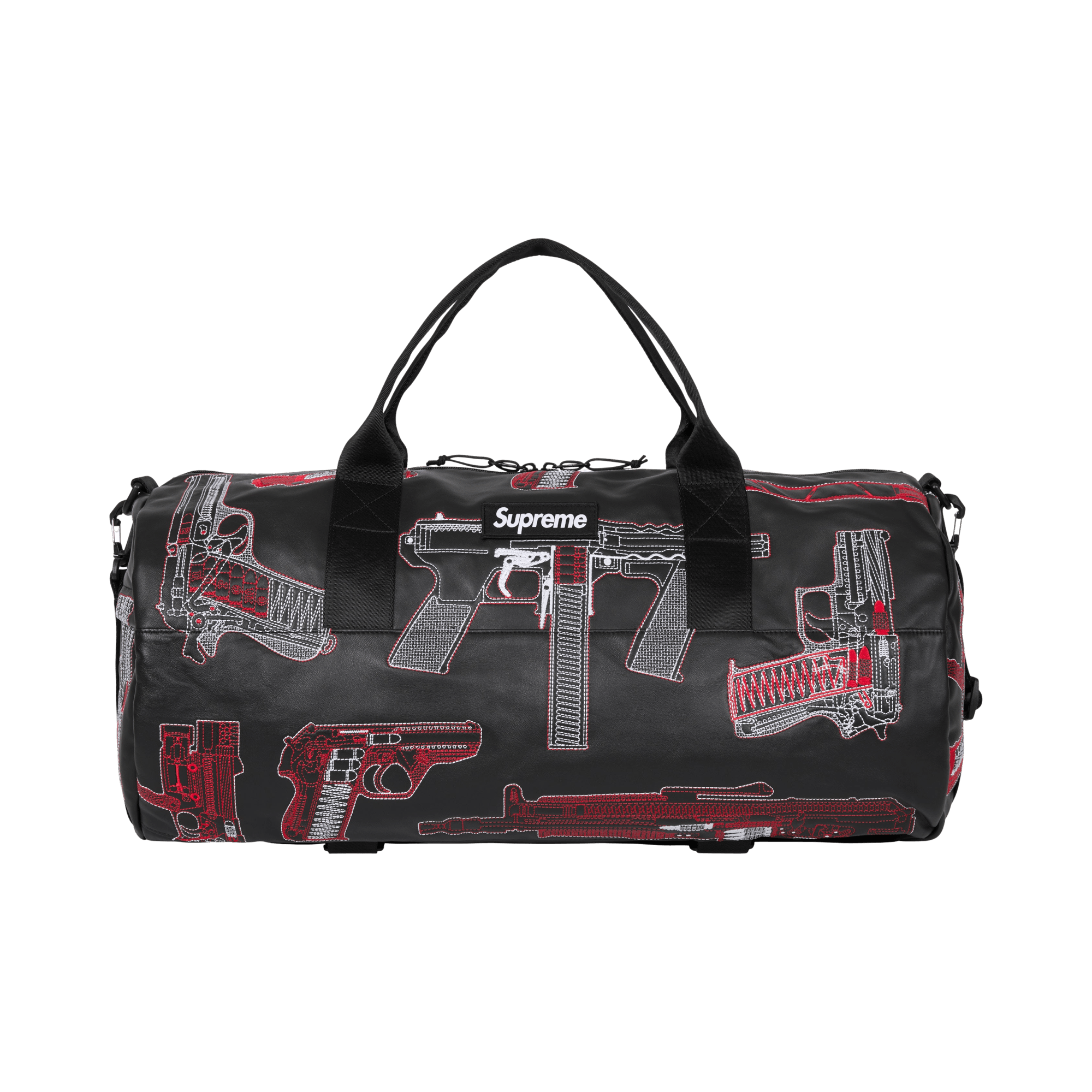 Supreme Guns Embroidered Leather Duffle Bag 'Black'