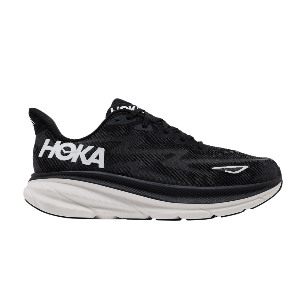 HOKA Clifton 9 2E Wide Black White