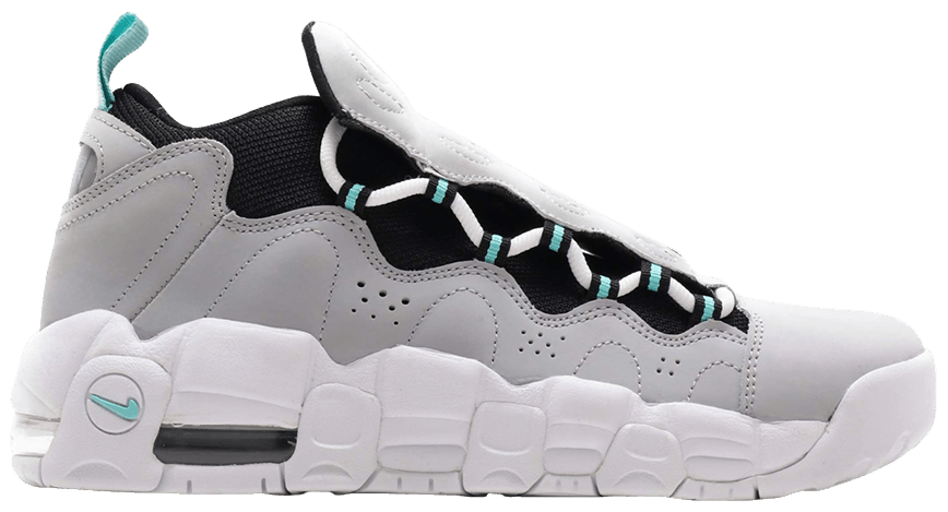 nike air more money wolf grey island green