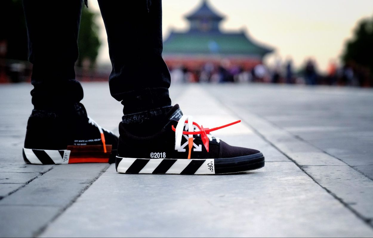 off white vulc on feet