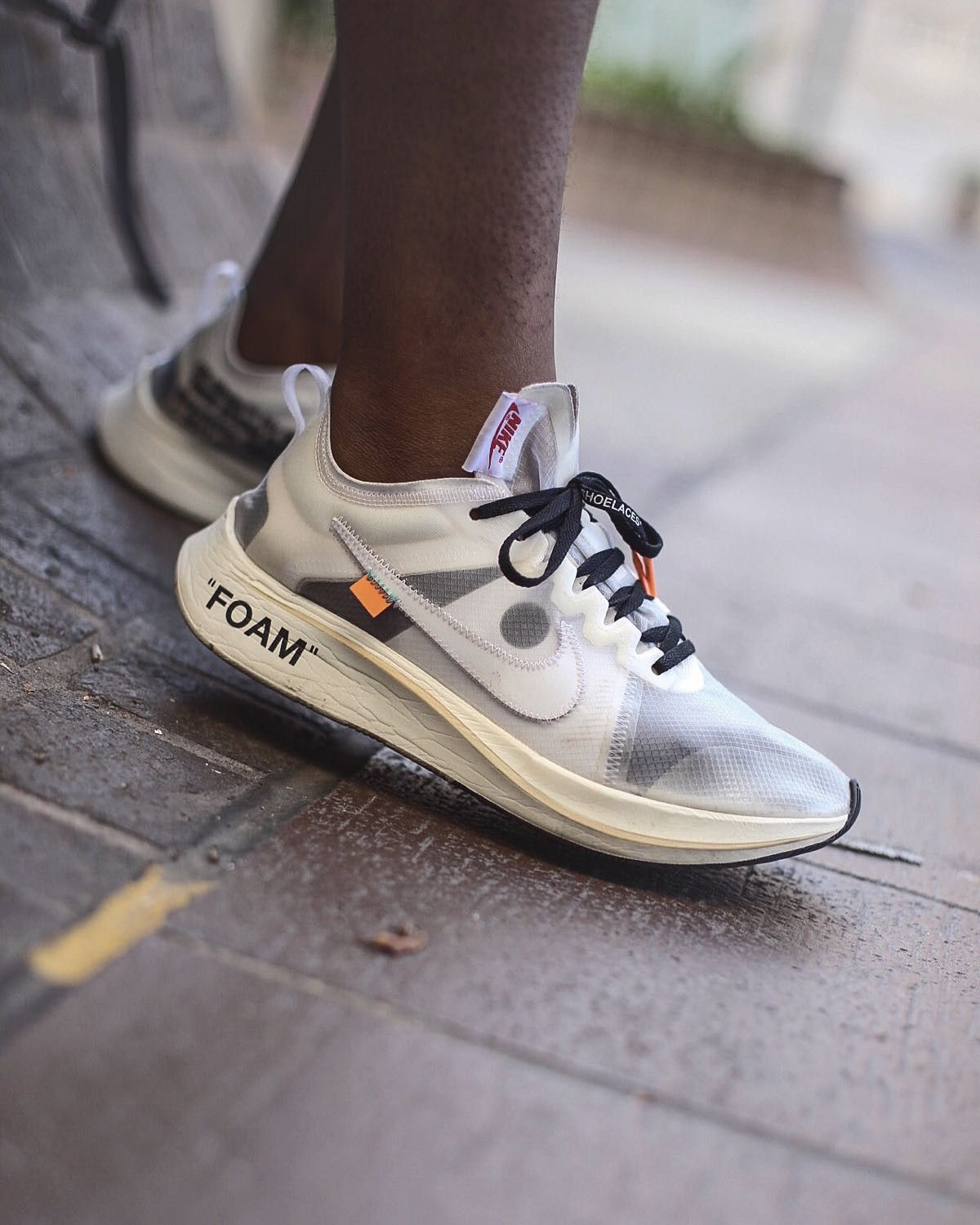 off white zoom fly black on feet