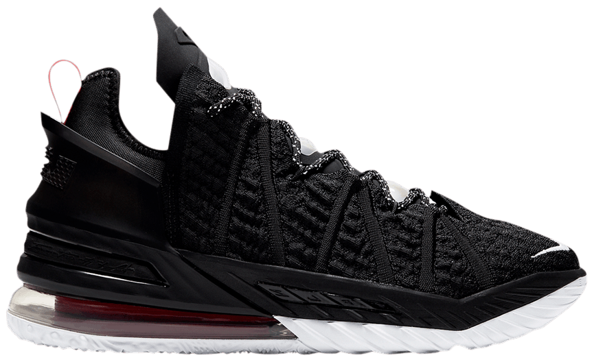 lebron 18 black white university red