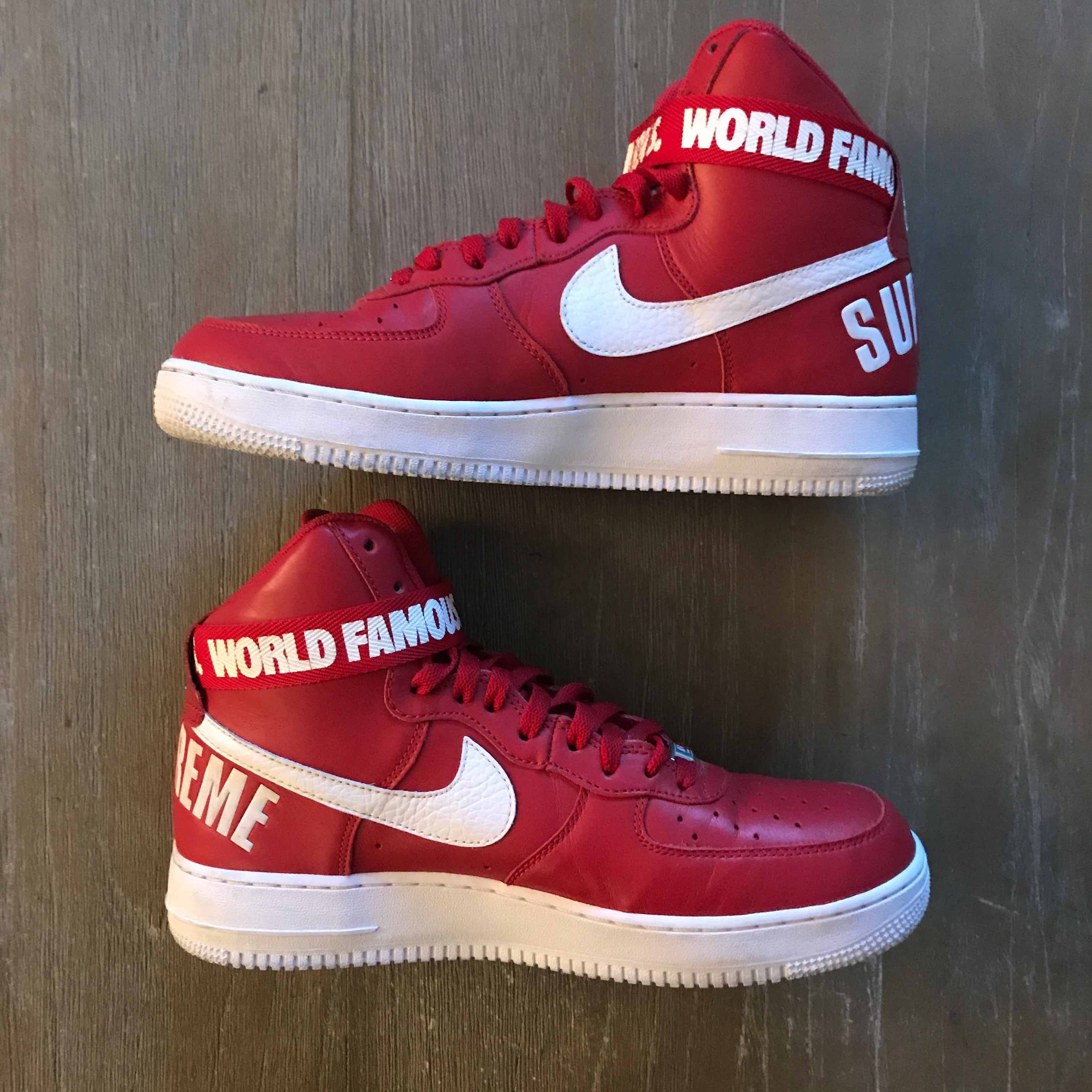 Supreme x Air Force 1 High SP 'Red' - Nike - 698696 610 | GOAT