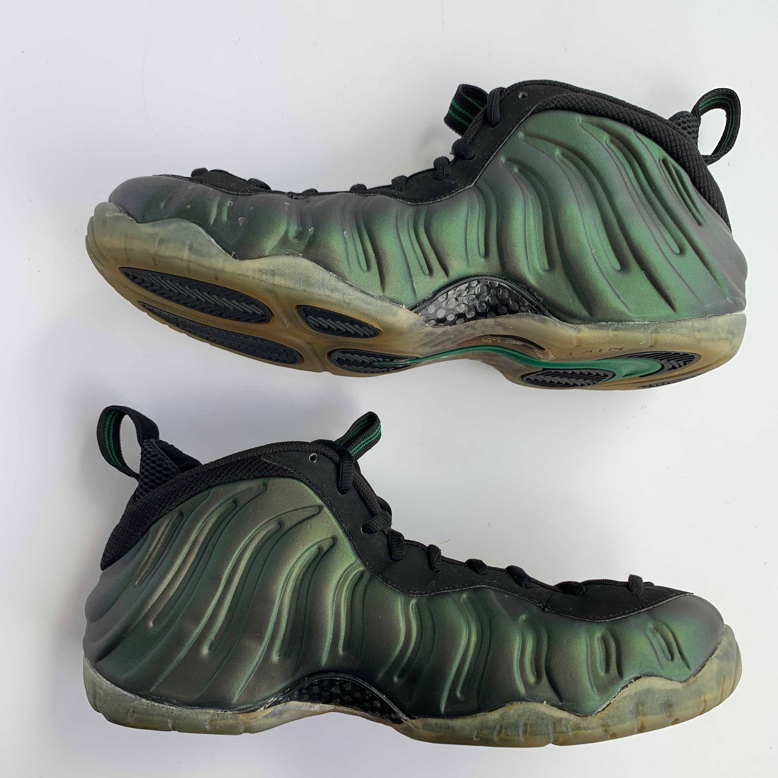 gray and lime green foamposites