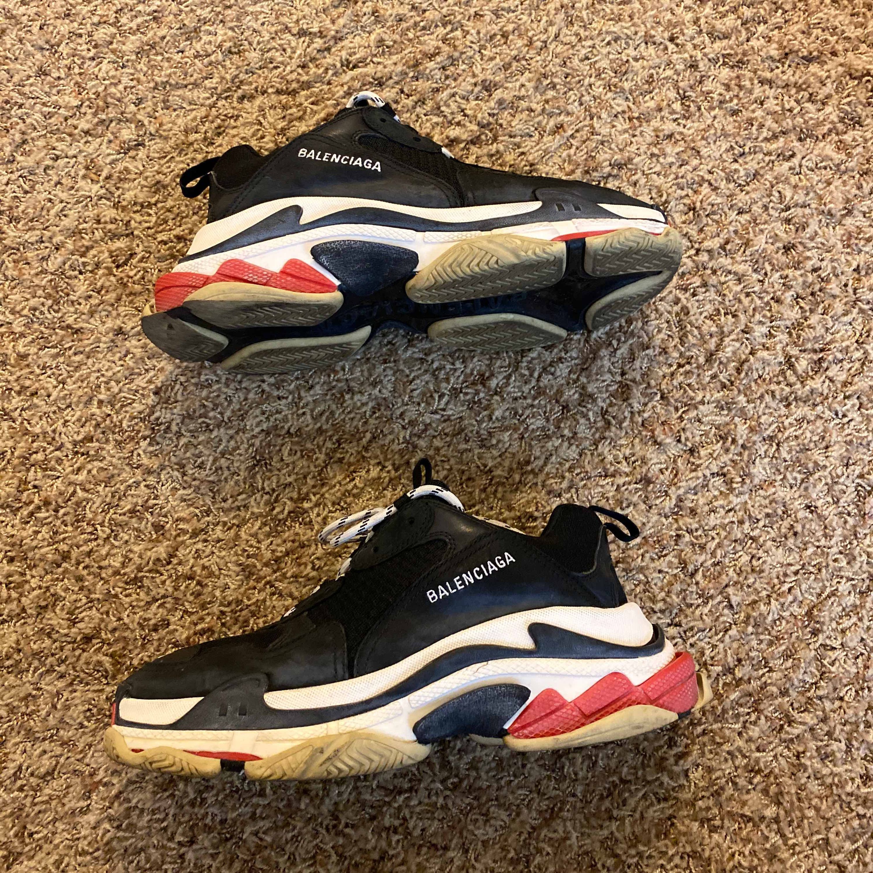 balenciaga triple s black red womens