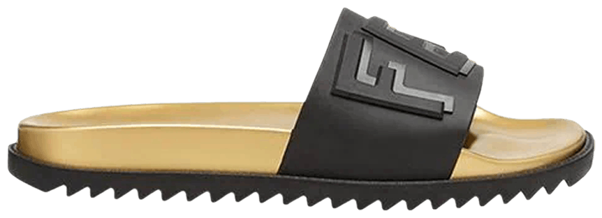 black and yellow fendi slides