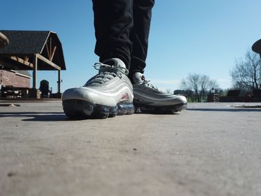 vapormax 97 silver bullet on feet