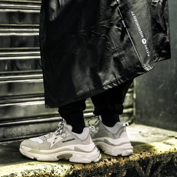 Download Balenciaga Triple S On Feet Green PNG