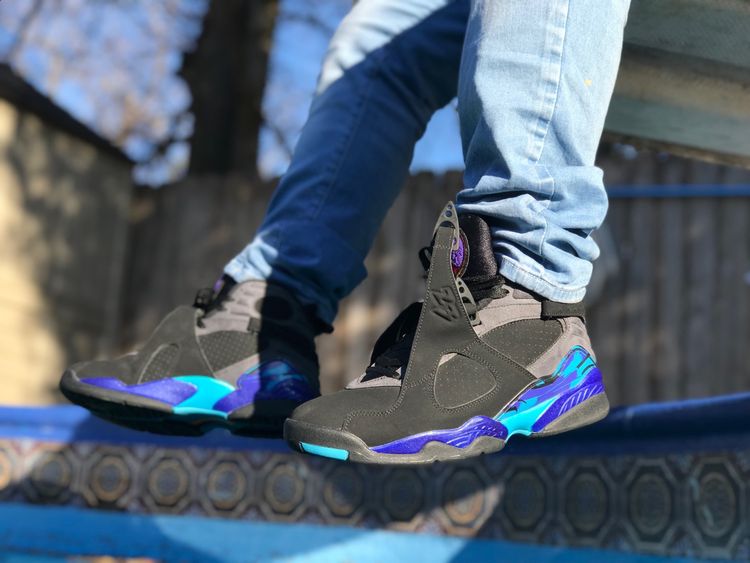 aqua 8s on feet