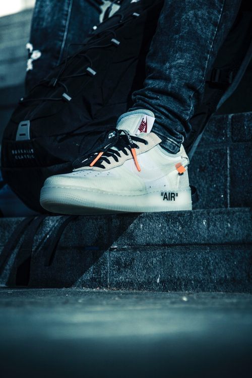 off white air force on feet