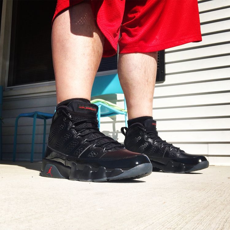 jordan 9 bred on feet