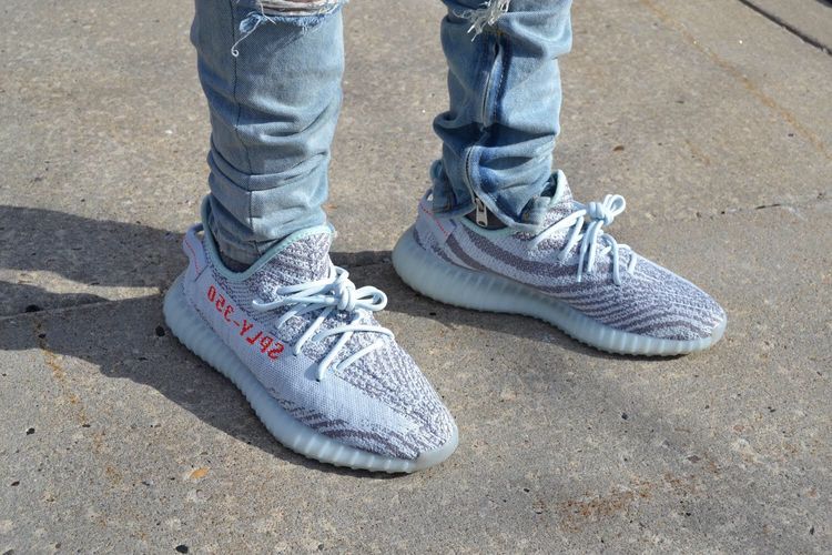 blue tinted yeezys