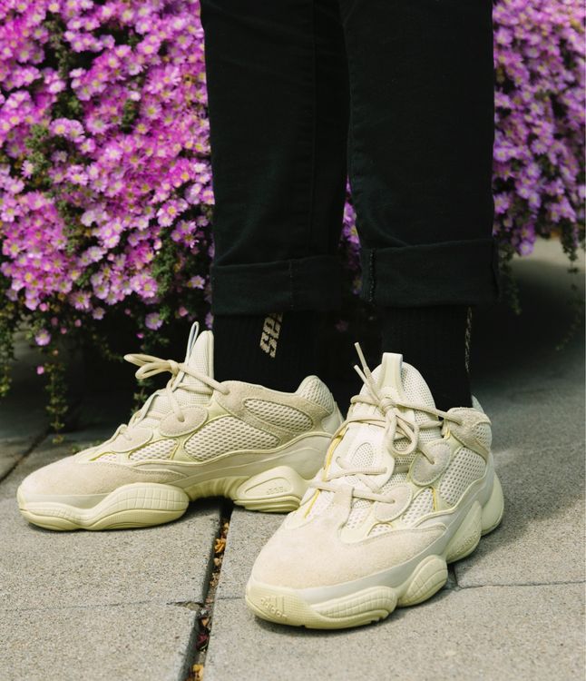 yeezy 500 supermoon yellow on feet