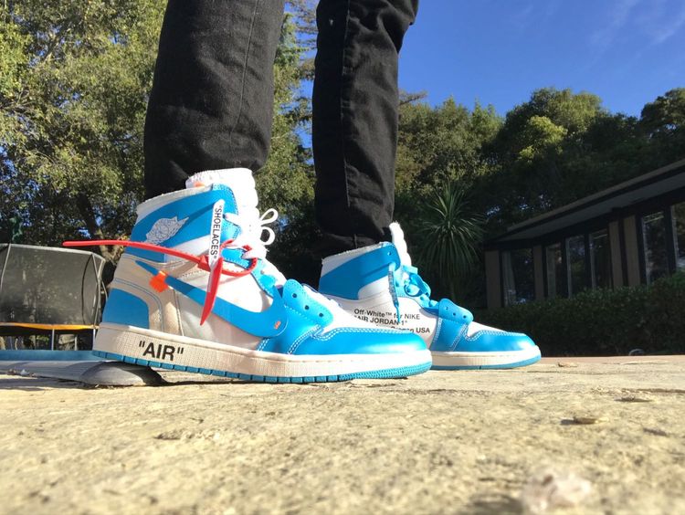 jordan 1 off white unc on feet