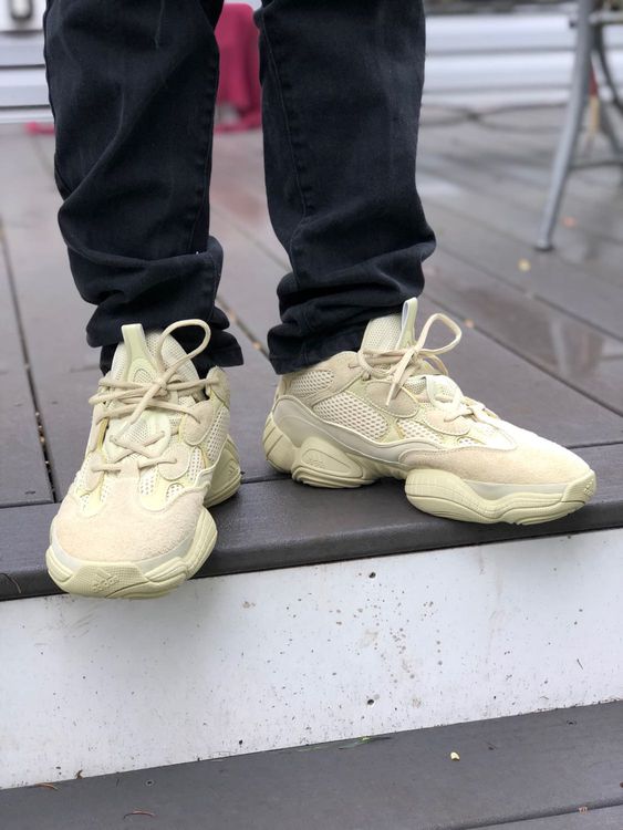 yeezy 500 supermoon yellow on feet