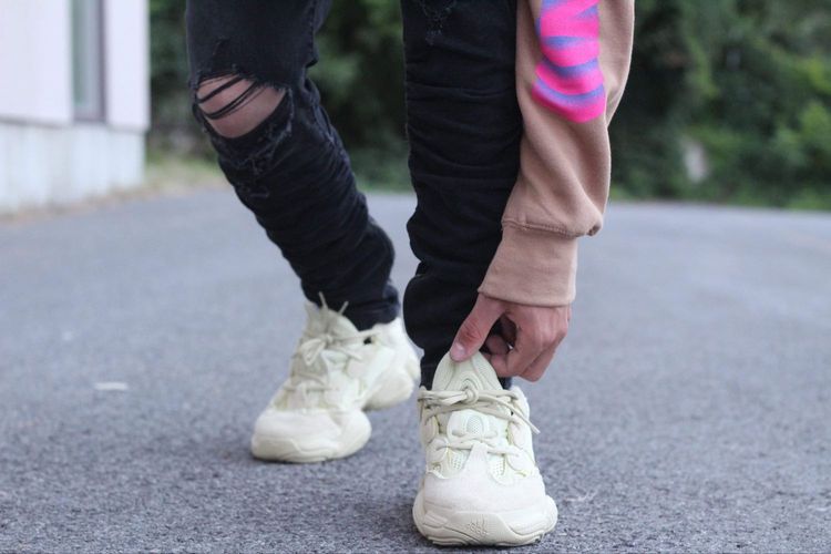 yeezy 500 supermoon yellow on feet