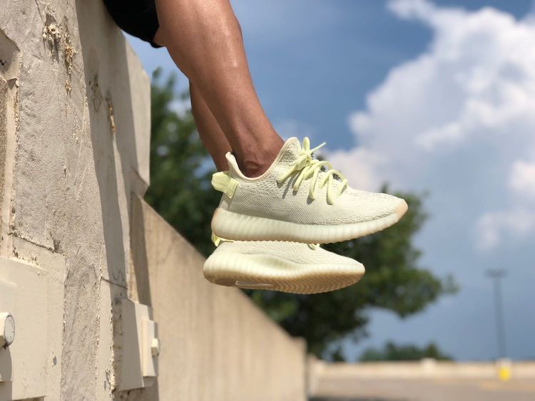 yeezy v2 butter on feet