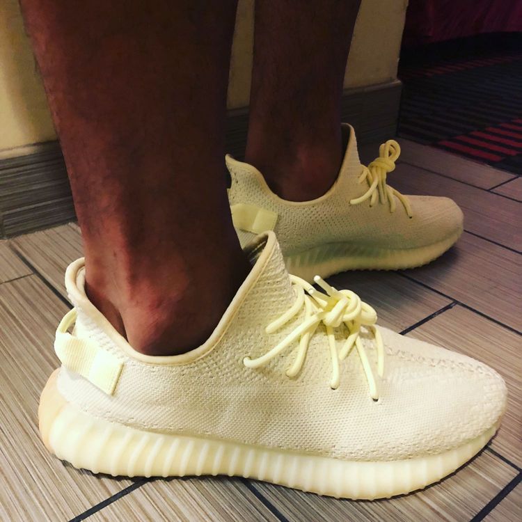 yeezy v2 butter on feet