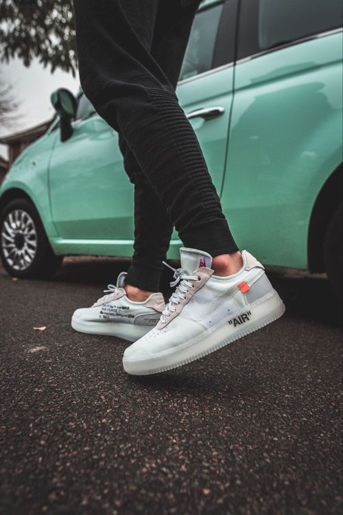 off white air force on feet