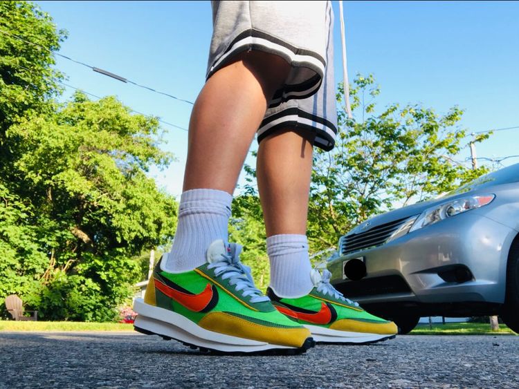 sacai mens x nike ldwaffle green gusto stores