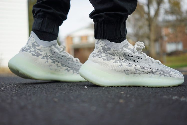 static yeezy 380 on feet