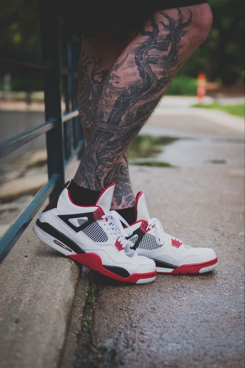 jordan 4 flyknit red on feet