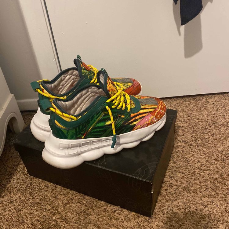 Versace chain reaction navy green yellow clearance