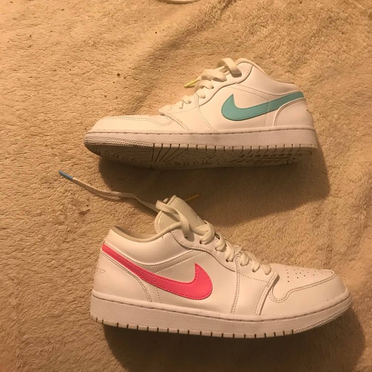 white jordans with multiple colors