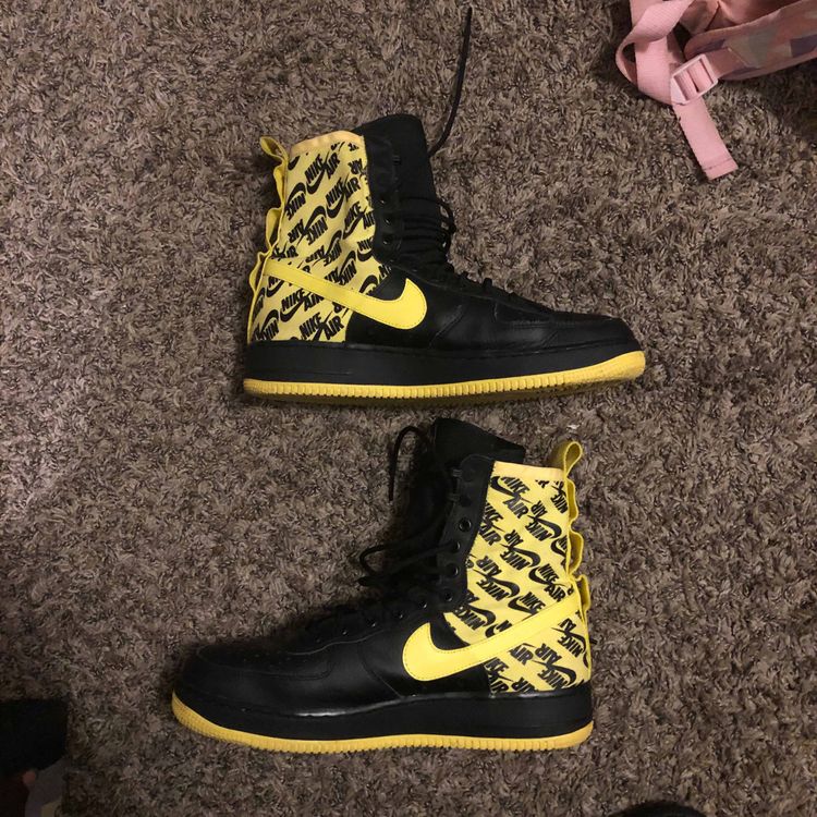 Nike Shoes | Nike Sf Air Force High Top Black Dynamic Yellow | Poshmark