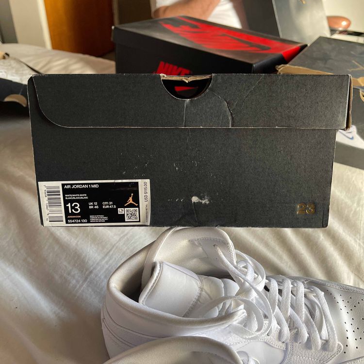 Air Jordan 1 Mid 'Triple White' - Air Jordan - 554724 130 | GOAT